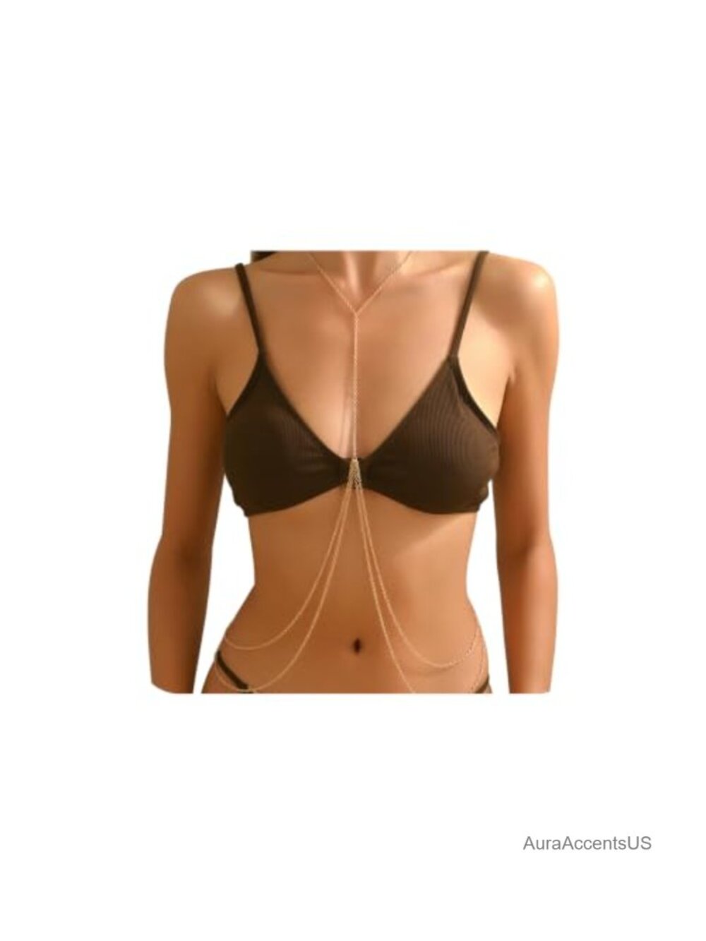 Gold Body Chain for Women Waist Chest Jewelry Bikini Beach Festival